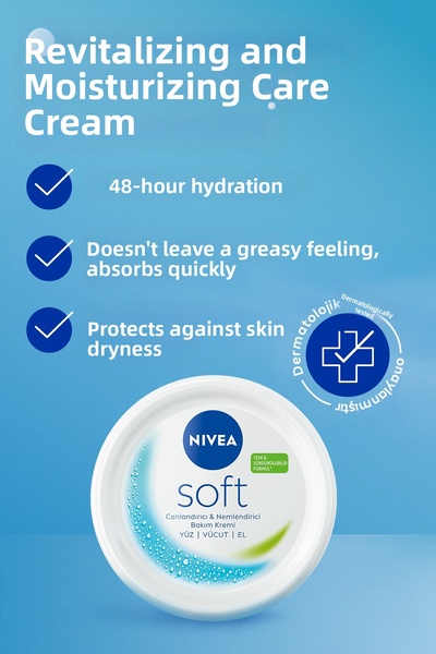 NIVEA Soft Moisturizing Treatment Cream 300ml, Jojoba Oil, Vitamin E, Fast Absorbent, for Hand Face Body