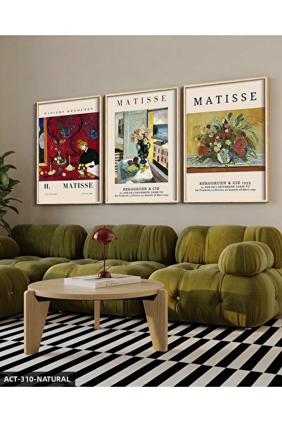 Evinemoda Tablou înrămat pe lemn în 3 piese, tematică Matisse ACT