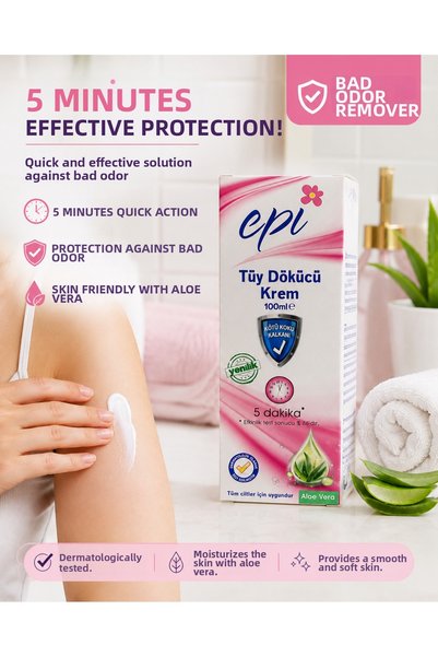 Generic Brand Epi Hair Removal Cream 100 ml with Aloe Vera Extract |   For All Skin Types |   Effective in 5 Minutes