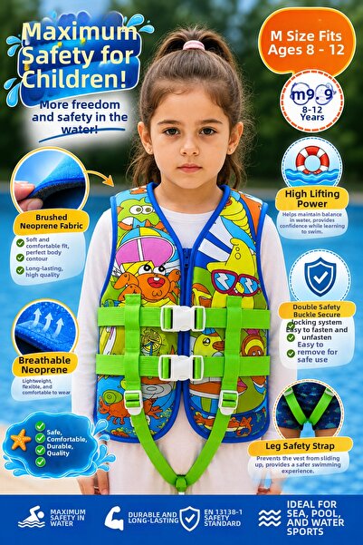 LRS STORE Children's Life Jacket Size m 8-12 Years |   Sponge Neoprene Swimmi...