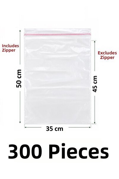 MTKardeşler 300 Pcs 35X45+5 cm Transparent Nylon Bag with Polyethylene Tape 3...
