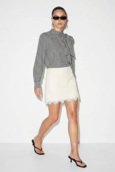 Trendyol Collection Black Halter Neck Gingham Patterned Shirt Tdrss26Go00075