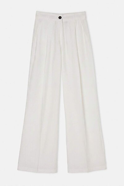 Trendyol Collection Ecru Draped Pleated Wide-Leg Pants Twoss26Pl00231