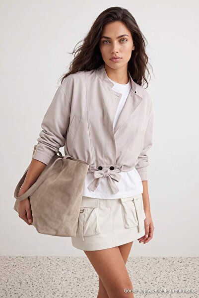 Trendyol Collection Ecru Oversize Molded Jacket Coat Twoaw27Mo00092