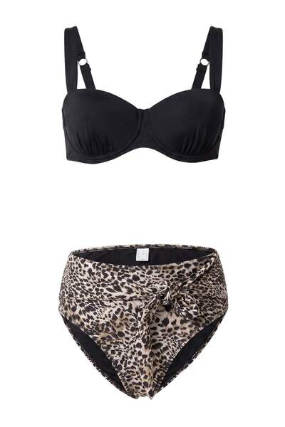 Trendyol Collection Leopard Patterned Balconette Covered Tie Detailed High Wa...