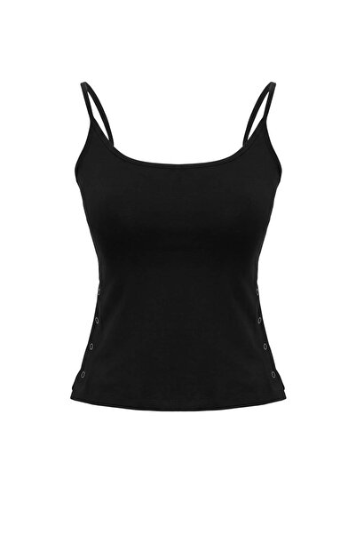 Trendyol Collection Black Plain Fitted Crew Neck Bolero Accessory Detailed Ly...