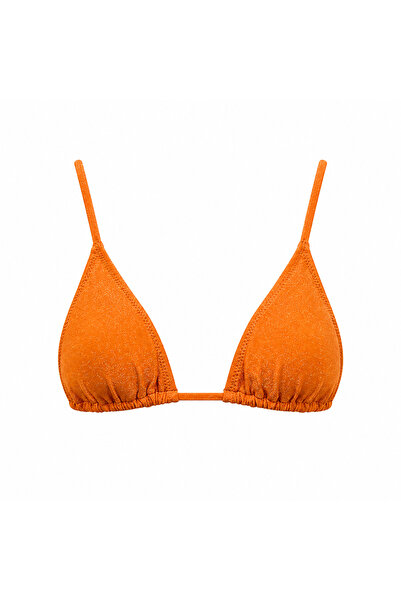 VULEVU PUMPKİN Turuncu Lurex Simli Üçgen Bikini Üstü