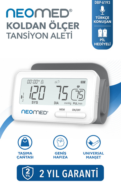 neomed DBP-6193 Türkçe Konuşan Entegre Manşonlu Üst Koldan Dijital Tansiyon A...