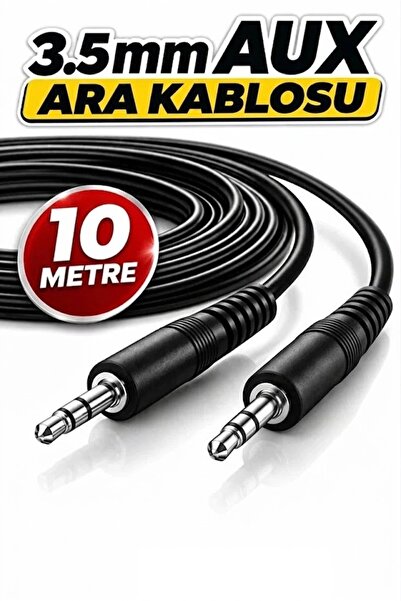 Derwell 10 Metre 10mt 3.5mm Aux Kablo Erkek To Erkek Bilgisayar Macbook MP3 A...