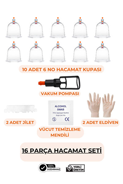 HVM 16 Parça Hacamat Kupası Seti, Vakumlu Masaj Seti