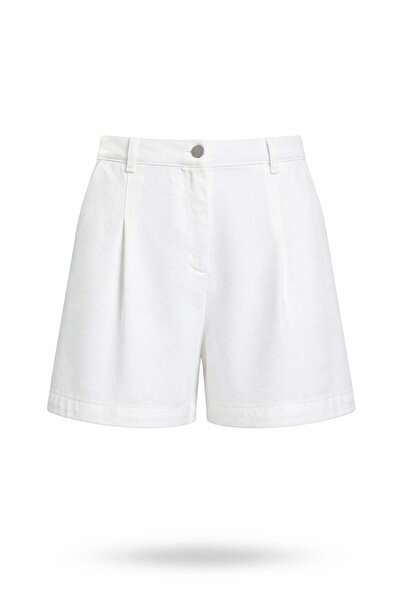 5in1Canpolat Λευκό σορτς με λεπτομέρεια πιέτες 010875