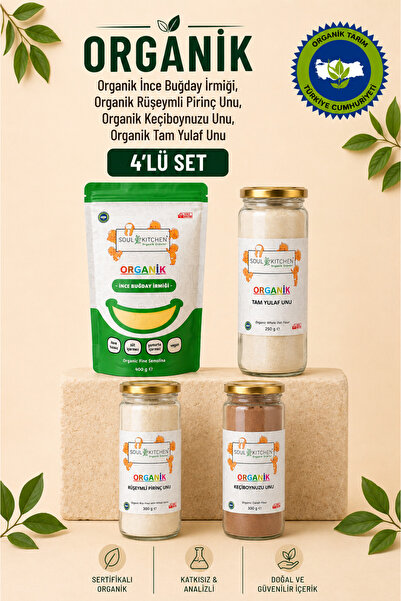 Soul Kitchen Organik Ürünler Organik İnce İrmik 400 g Keçiboynuzu Unu 300 g R...