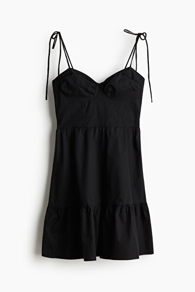H&M Üstte Bağlanan Poplin Elbise