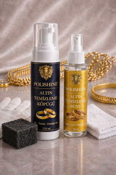 POLİSHİNE Altın & Çelik Takı Temizleme ve Parlatma Köpüğü 150 ml + Suyu 150ml