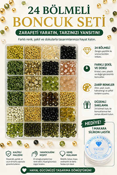 By MO Accessories Σετ κατασκευής κοσμημάτων Hobby με 24 θέσεις με πράσινες κα...