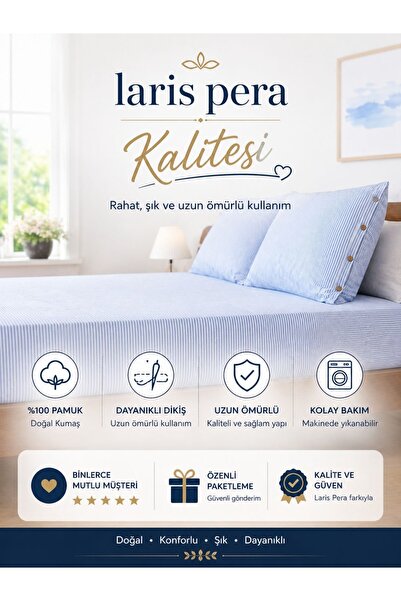 Larispera Σετ σεντόνια διπλό ελαστικό βαμβακερό νήμα βαμμένο 180x200cm Μαξιλα...