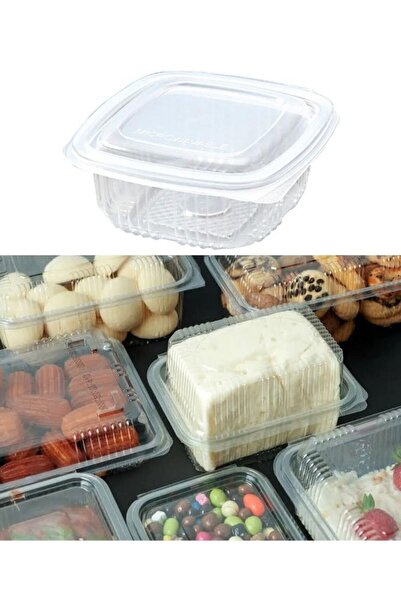 Merpak Ambalaj Plastik Saklama Kabı 250 gr 100'lü Kapaklı Sızdırmaz Kap Şeffaf Kullan At Kase