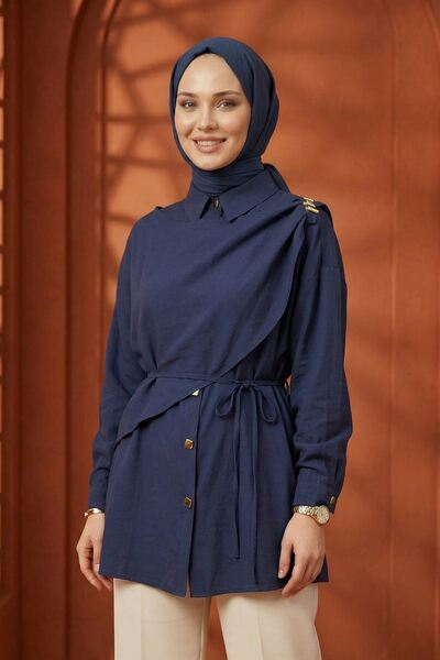 Naknaku تفاصيل مشبك الكتف من Aller Tunik - أزرق داكن
