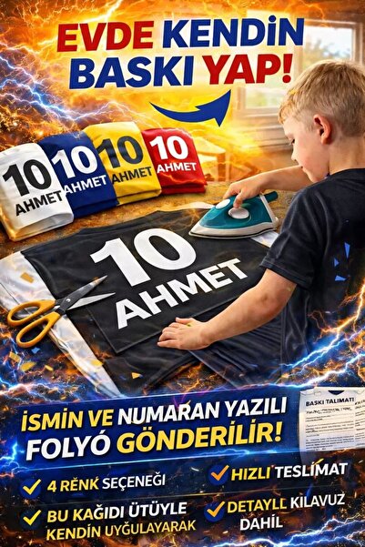 e life tasarım Forma arkası yazı BEYAZ | Forma yazısı Tshirt Logo Ütü Ile Baskı