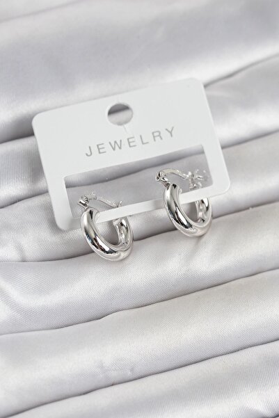 OtoTech Silver Color Brass Hoop 15 mm Women's Earrings