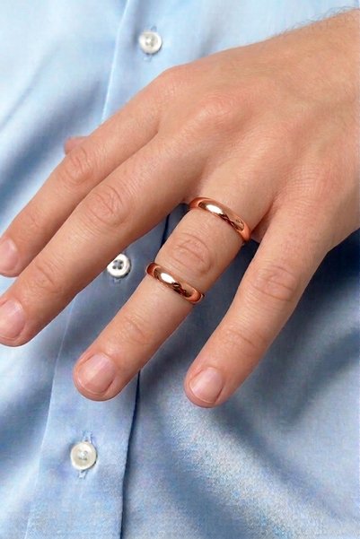 Love Me 4mm New Model Shiny Rose Color Non-Tarnish Unisex Domed Steel Wedding Band Ring Lm-432R