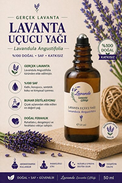 Lavande Lavanta Çiftliği Lavanta Yağı (L.Angustifolia) 50 ml Roll On Şişe