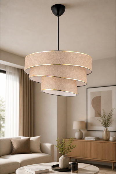 NisaLuce Nisa Luce Star-3 Kat Pasta Avize Kahve/altın Biyeli