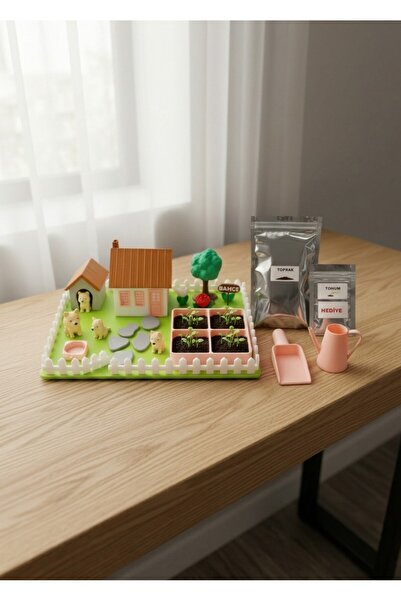 KUTPİA Mini Bahçe Çocuk Oyun ve Eğitim Seti (25x19cm) - Sevimli Köpekler (Pembe)