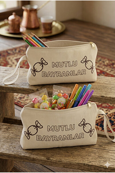 ORGANİZASYON HEDİYEM 5 ADET BAYRAM HEDİYELİK HAM BEZ BOYANABİLİR KALEMLİK - H...
