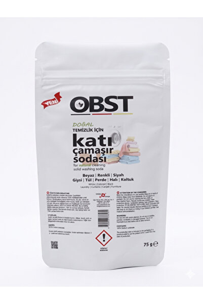 OBST Katı Çamaşır Sodası Halı Tül Perde Giysiler İçin Doğal Temizlik 24'lü Paket Stok Paketi (24 x 75 gram)