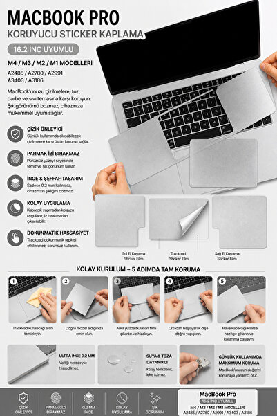 Mcstorey Macbook Pro Kılıf 16.2 inç M4 M3 M2 M1 Sticker Kaplama Koruyucu A248...