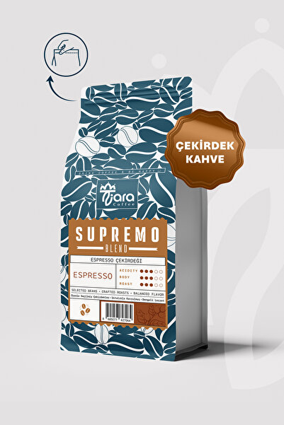 Tiara Coffee Espresso Çekirdek Kahve 250g | Supremo | Çok Kavrulmuş %100 Arab...