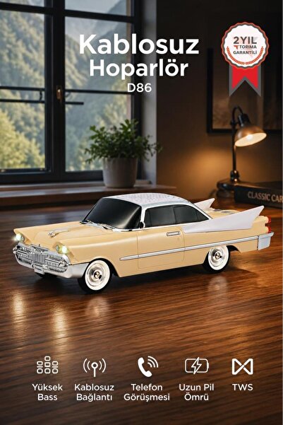 Torima Bluetooth Hoparlör Retro Klasik Araba Tasarımlı TWS 10W FM USB Speaker...