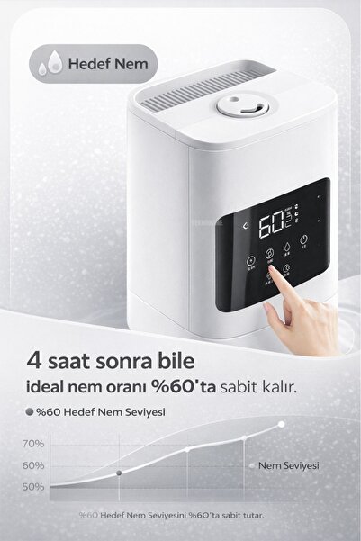 Arendo 4 LT Ultrasonik Hava Nemlendirici Buhar Makinesi Dev XL Tıkanmaz Ultra Güçlü Ekstra Buhar Çıkışı