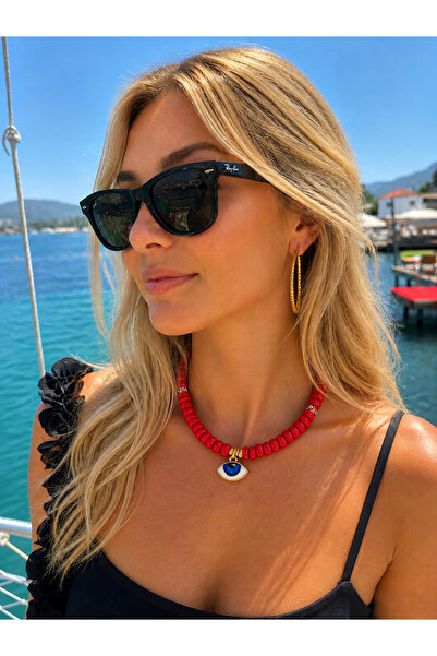 byebruketenci Kırmızı Bodrum Cam Boncuklu Porselen Göz Şeklinde Nazar Boncukl...