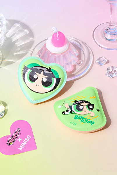 Miniso Powerpuff Girls Lisanslı Buttercup Makyaj Puf Seti Kalp Şekilli Esnek ...