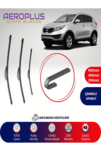 Aeroplus Kia Sportage Uyumlu Ön Arka Muz Silecek Takımı 2011-2015