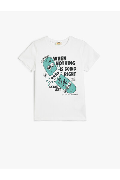 Koton Βαμβακερό μπλουζάκι με κοντό μανίκι Crew Neck Skateboard