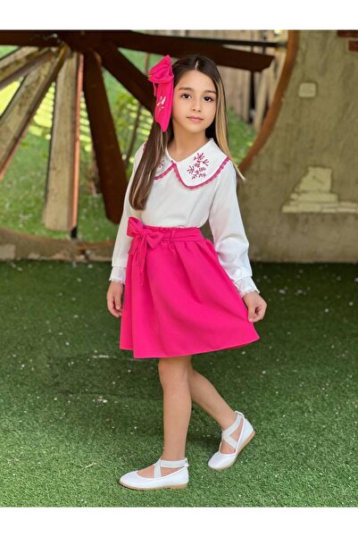Lucky kidswear SET PENTRU FETE CU DETALII DE BRODERIE PAPATYA, FUSTĂ CU CATAR...
