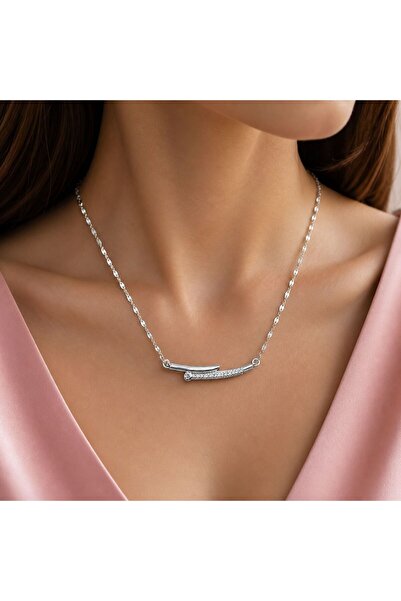 stainles steel Minimal Çivi Detaylı Çelik Kolye