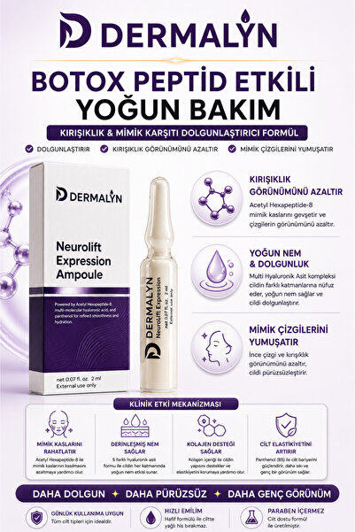 DERMALYN 5 Adet Botox Peptid Etkili Dolgunlaştırıcı Kırışıklık Mimik Karşıtı Ampul Serum Dermaroller Dermapen