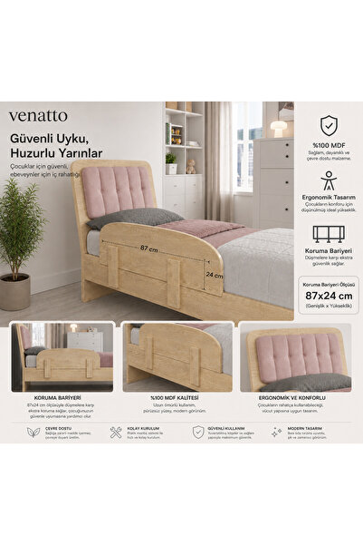 VENATTO karyola güvenlik bariyeri 18cm kalınlığa uyumlu (%100mdf)