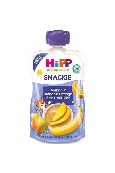 Hipp *HiPP SNACKIE BANANA PEAR MANGO AND ORANGE WITH (HPISSPBANPMP120)