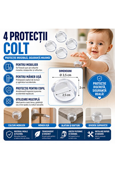 SMARTECH Set 4 protectii colturile mobilei, pentru protectia copiilor