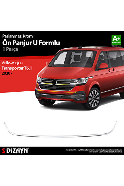 S Dizayn S-Dizayn VW Transporter T6.1 Krom U Formlu Ön Panjur Çıtası 2020-202...