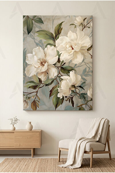 Artease Modern Beyaz Soft Çiçekler Tablo