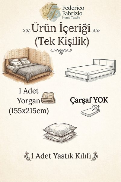 Federico Fabrizio Quality Cotton Single Double-Sided Patterned Sleeping Set (Quilt + Pillowcase)