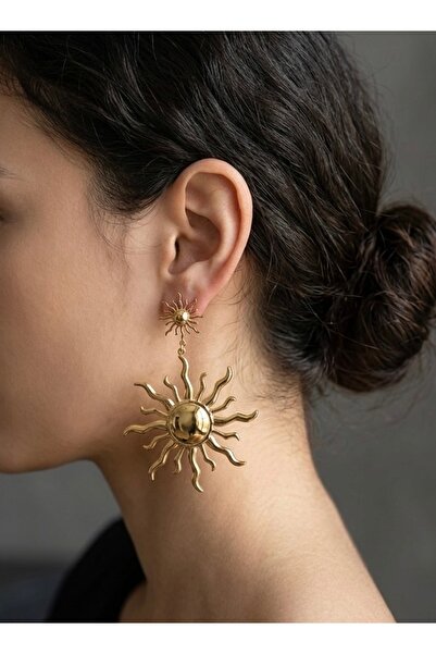 shop GOLD RENK ÇELİK GÜNEŞ KÜPE