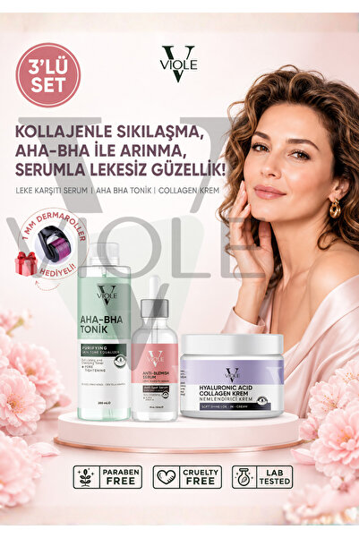 VIOLE BEAUTIES Onarıcı Krem 200 ml Tonik ve Cilt Serumu 3’lü Profesyonel Aydı...