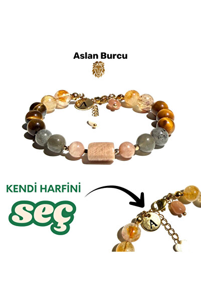 ŞUFAYS Aslan Burcu Kişiye Özel Doğal Taş Harf Bileklik